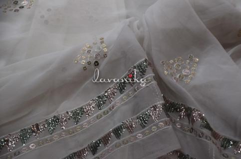 Sequin work with border on Dyeable Georgette Fabric Dno335386RFD